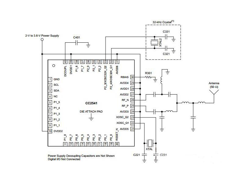 Classic Application Circuit for CC2540/41