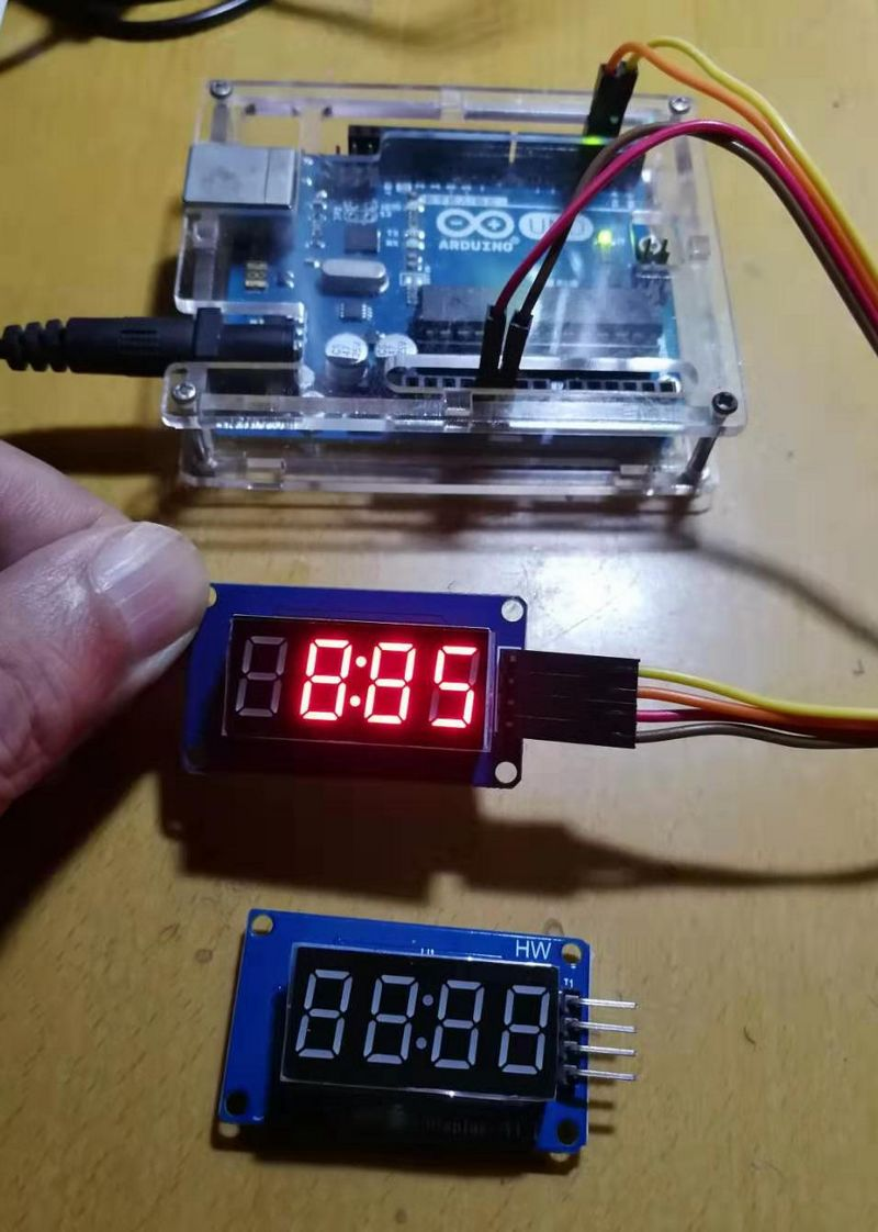 Application Case of TM1637 4-Digit LED Display Module - Using domestic simulation programming software LinkBoy, Ultrasonic Intelligent Control Rangefinder