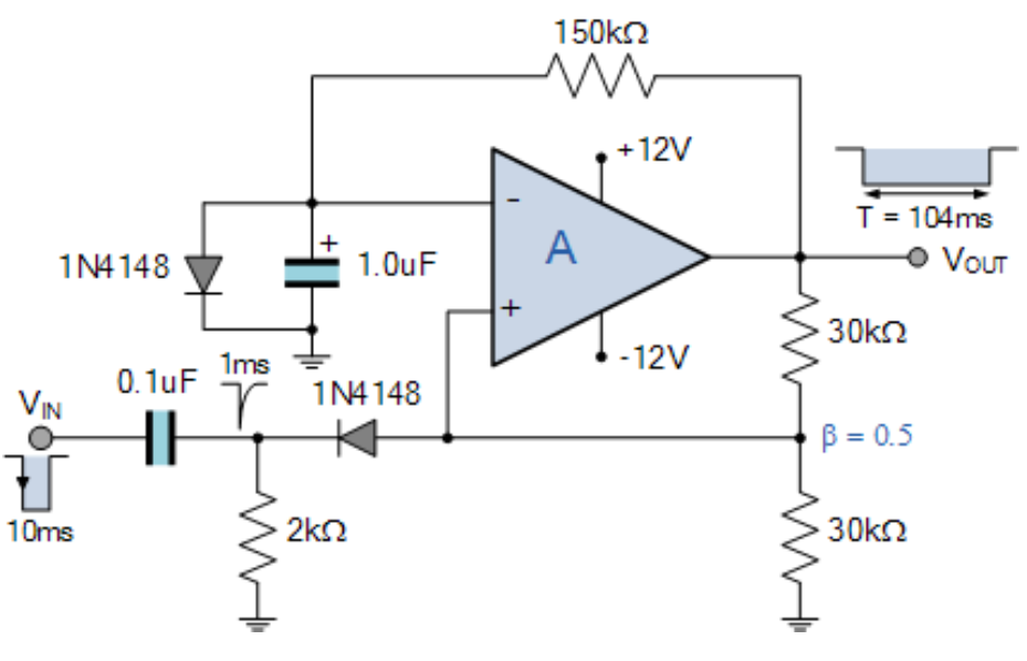 the final operational amplifier monostable circuit