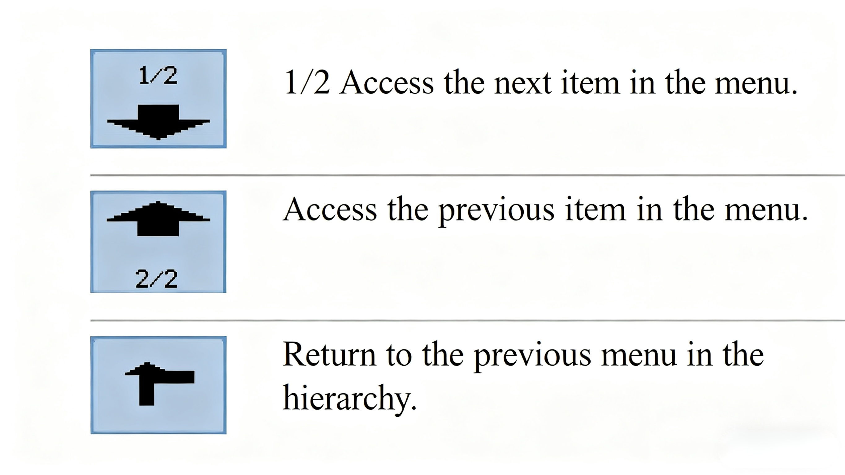 menu options