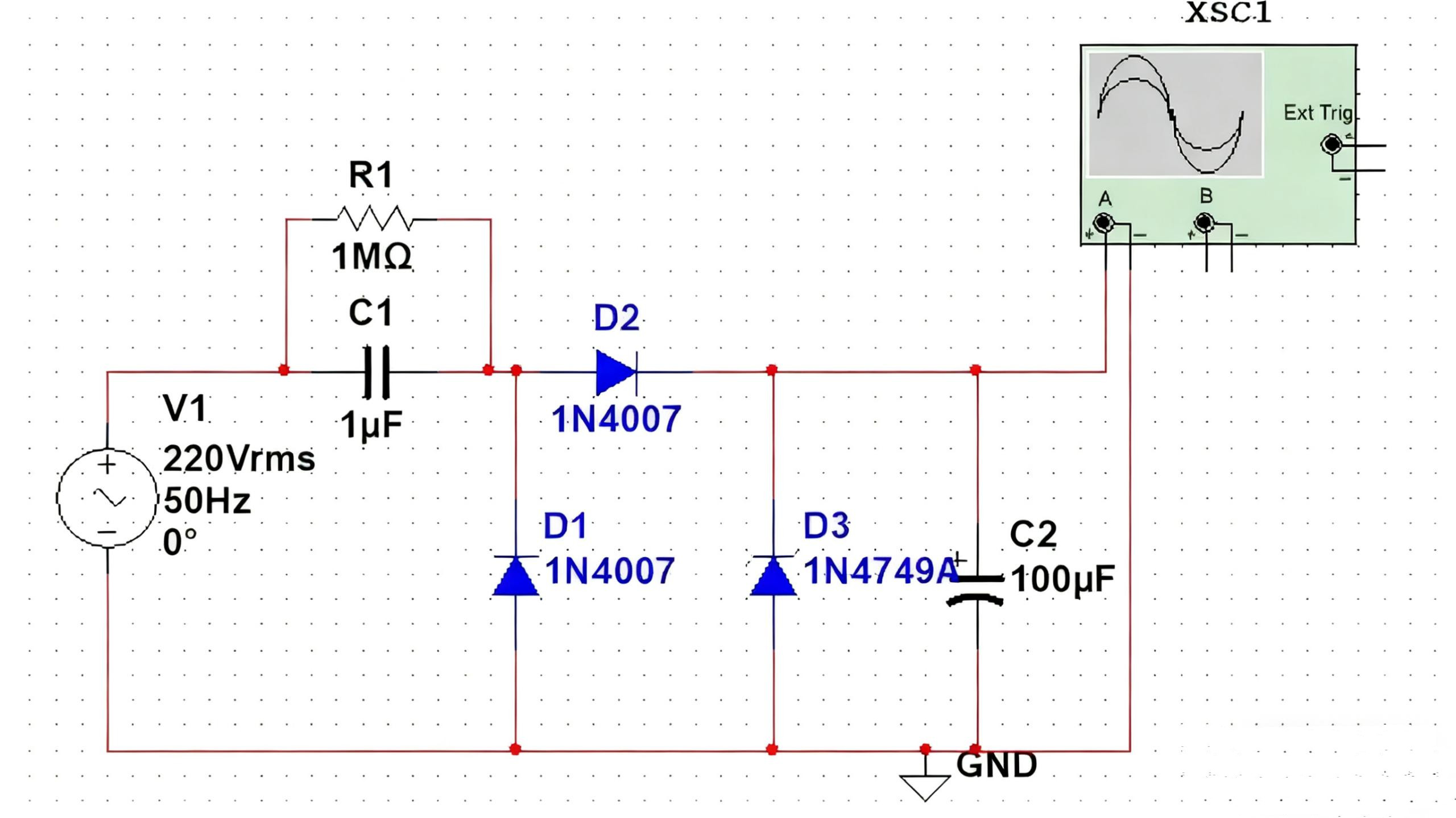 Circuit diagram of the first Capacitor Voltage Reduction Method