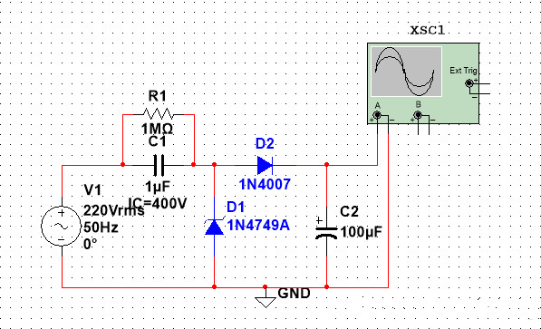 Circuit diagram of the second Capacitor Voltage Reduction Method