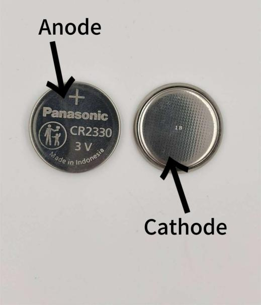 Button Cell Positive and Negative Poles Diagram