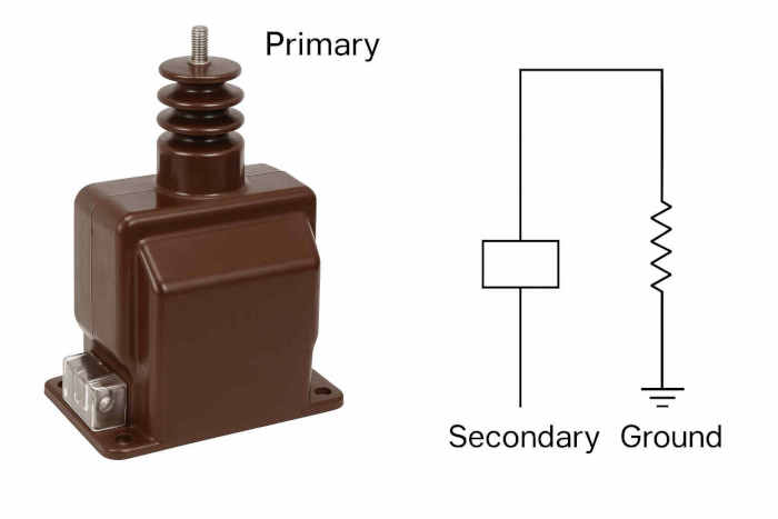 Capacitive Voltage Transformer (CVT) Physical Object and Schematic Diagram